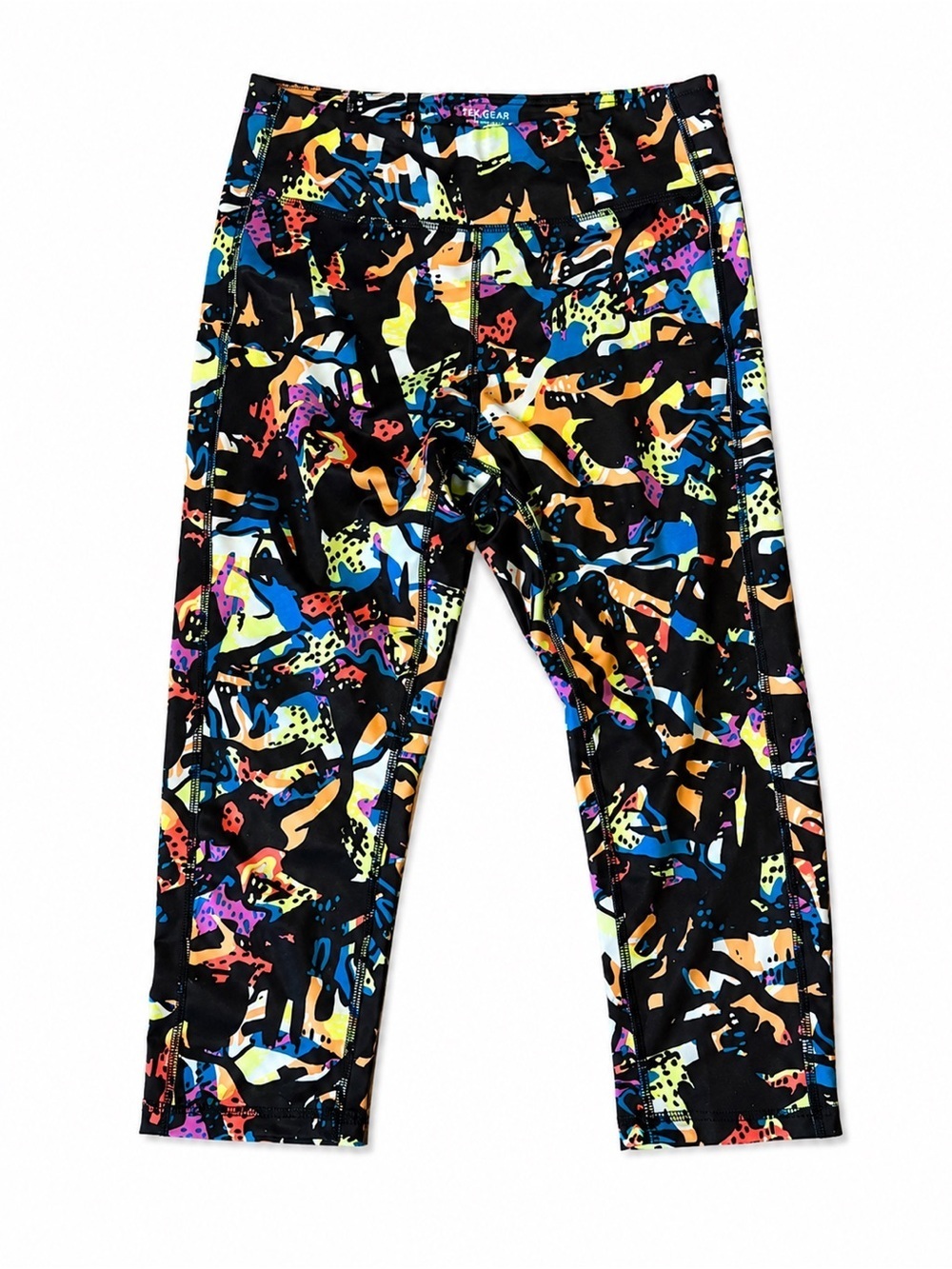 Tek Gear Colorful Abstract Print Workout Capri Leggings Size Large